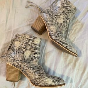 Snake print booties